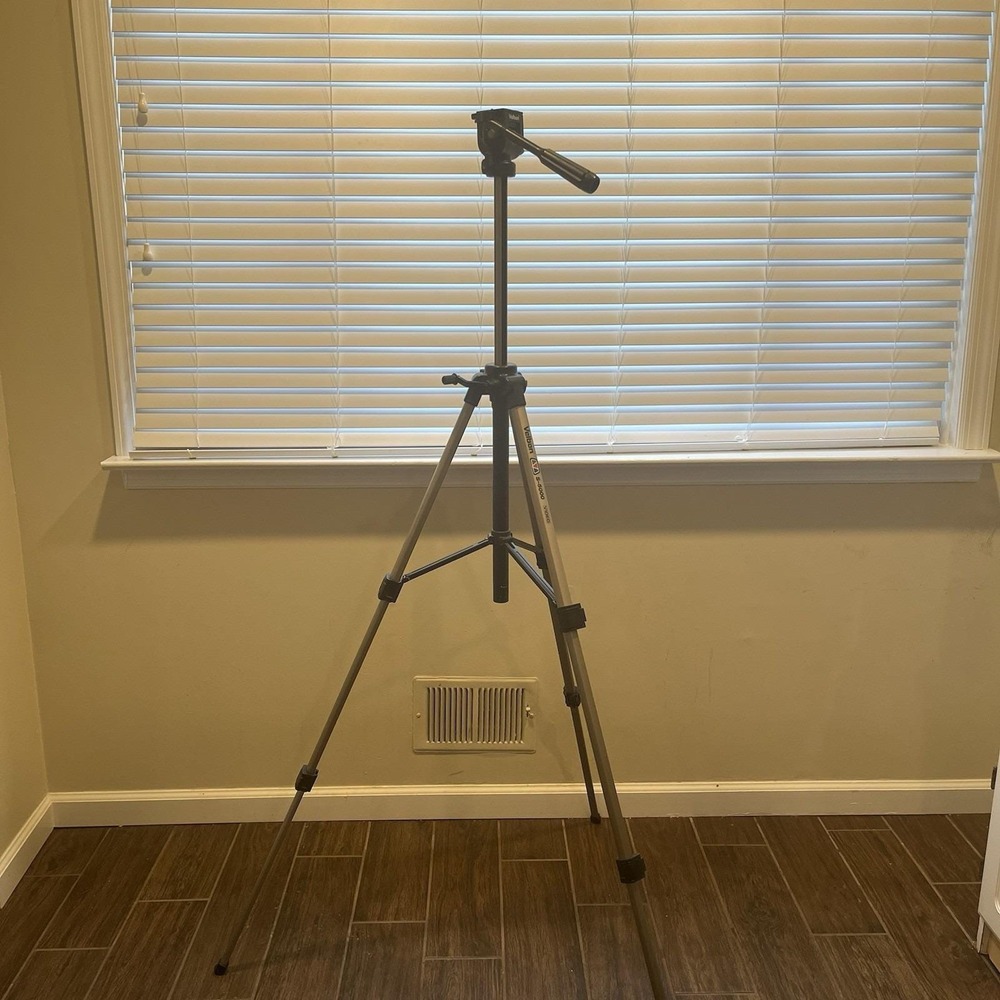Velbon S-5000 Vintage Aluminum Video Camera Tripod‎ Pan Tilt Japan Release Plate
